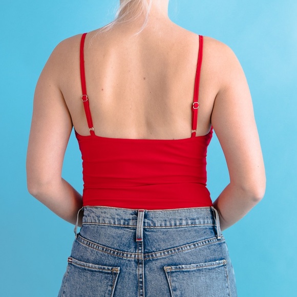 Red Ruched Bodysuit from Revolve Small - Picture 6 of 6